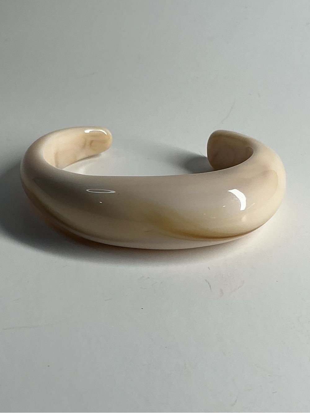 Elegant Cream Marbled Resin Cuff Bracelet